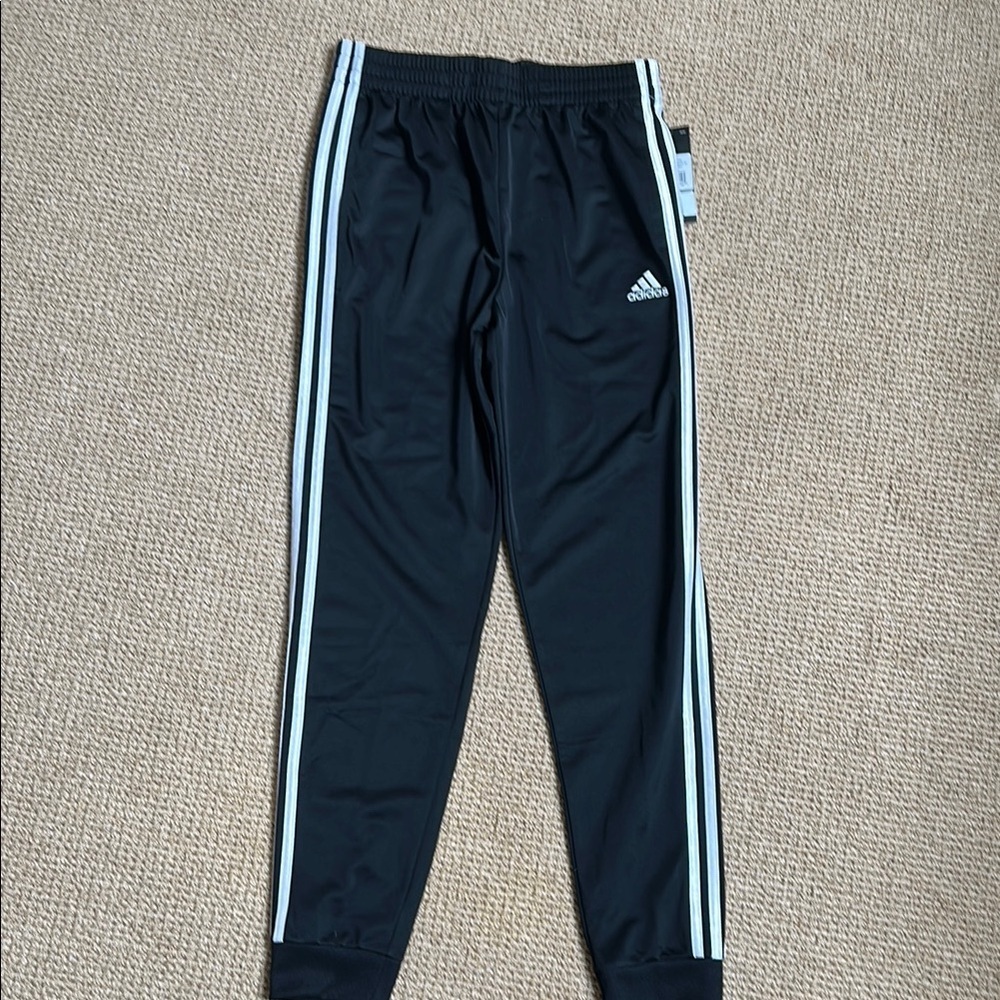 New Adidas Black Joggers with Iconic Stripes